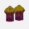 Tendenza nuova strada hip-hop Haraan fiamma stampa 1D casual larga manica corta camicia cardigan uomo estate e autunno
