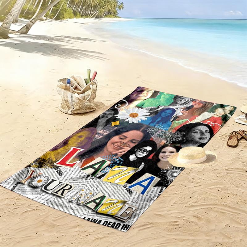 Name Custom Lana Del Rey Print Beach Towel, Large Soft Quick Dry Towel for Beach Camping Swimming