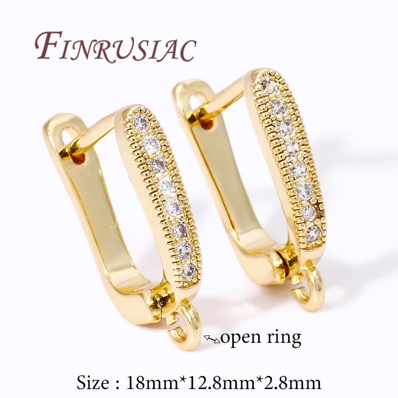 18K Gold Plated Brass Zircon Earrings Hook Clasp Accessories For Earrings Earring Fixtures Earwires Fastener Findings For DIY