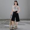 Fashion Vintage Four Way Stretch Thin Fabric Wide Leg Cropped Capri Denim Pants For Women Trendy Versatile Loose Straight Slimming AllMatch Design