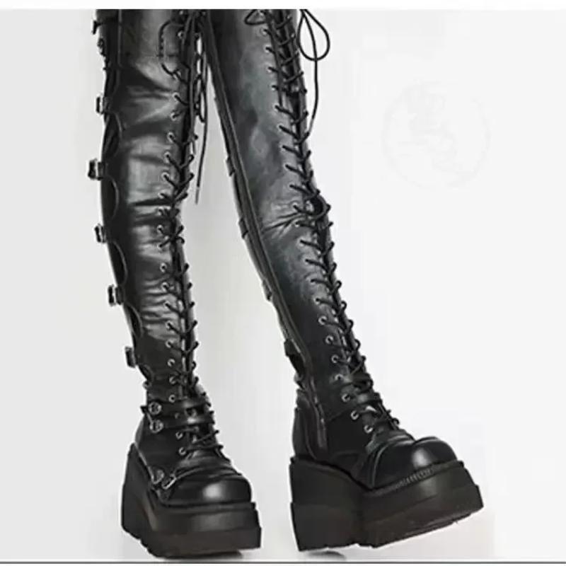 Wedges Long Boots For Women Autumn Winter Over-The-Knee Boots Cosplay High Platform Women Boots New High Heel Gothic