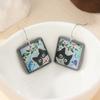 Cute Cat Enamel Square Dangle Drop Earrings For Women Simple Lovely Animal Earrings Daily Casual Commute Jewelry Idea Gifts