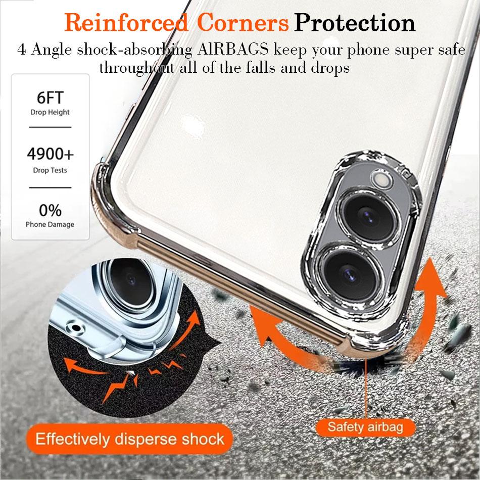 Luxury Plating Clear Shockproof Case For Samsung Galaxy S25 Edge S24 S23 S22 S21 Ultra Plus FE A55 Note 20 Silicone Soft Cover