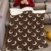 Vintage Crescent Moon Flannel Blanket Warm Soft Halloween Christmas Couch Warm Cozy Decorative Decor Gift for All Season