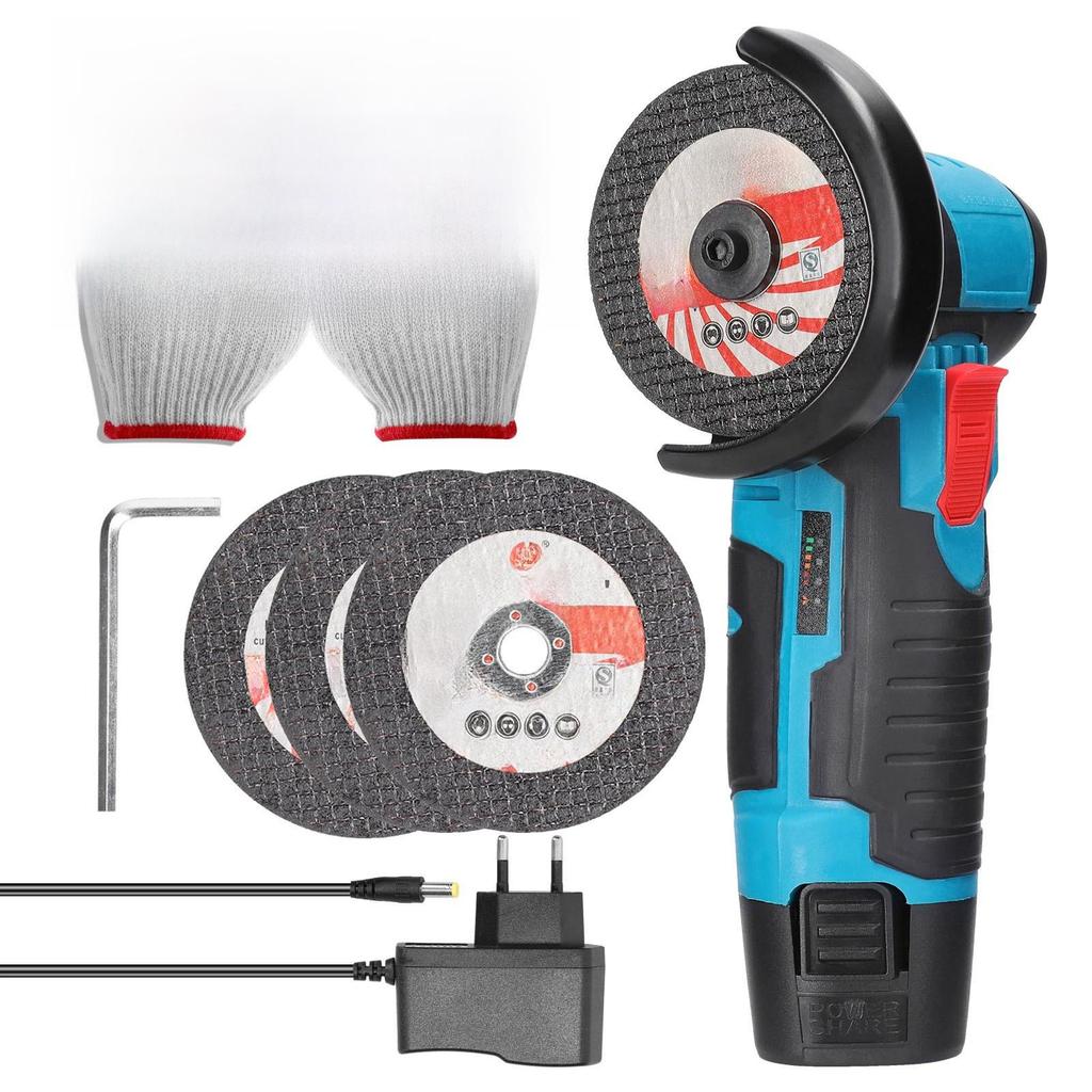 12V Brushless Mini Angle Grinder with 4 Saw Blades - Rechargeable Lithium Electric Polisher & Cutting Tool