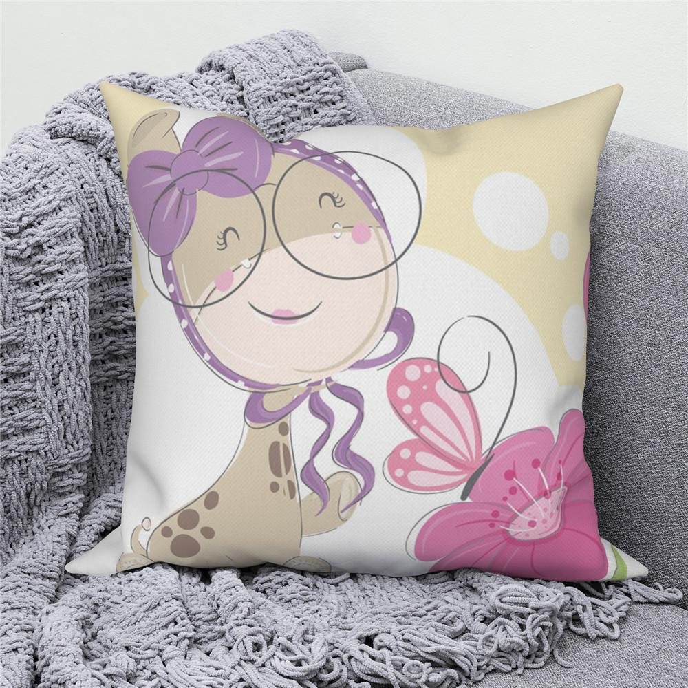 White Throw Pillow Cover Home Decor Sofa Decorative   Cartoon Animal Cushion
