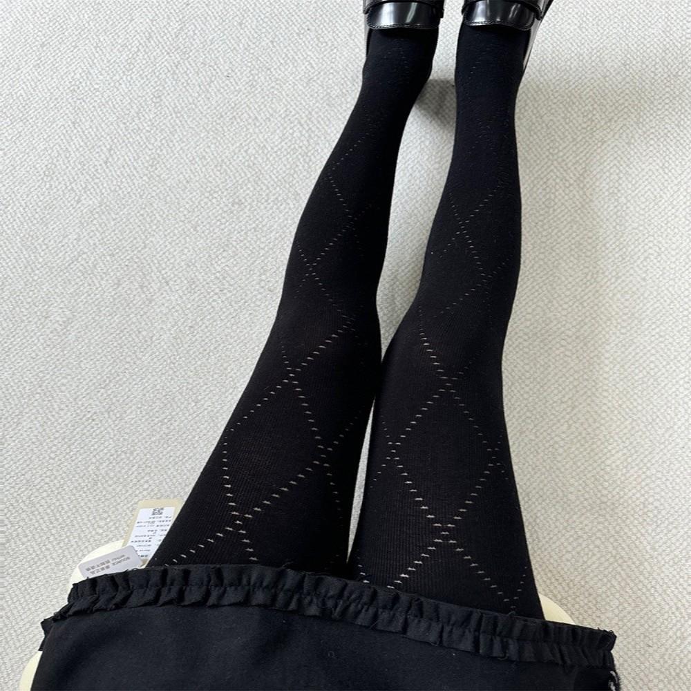 Retro Fashion Jacquard Pattern Knitted Tights High Waist Elastic Stockings Skinny Slimming Pantyhose Autumn Winter