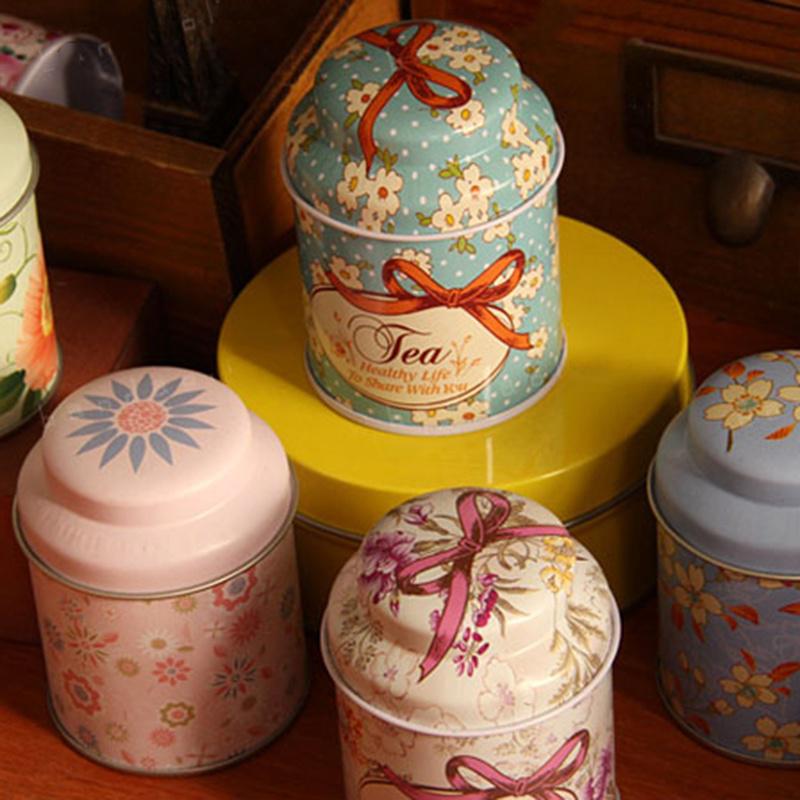 Small Cylinder Tea Food Storage Toothpick Caddy Tin Canister Boxes