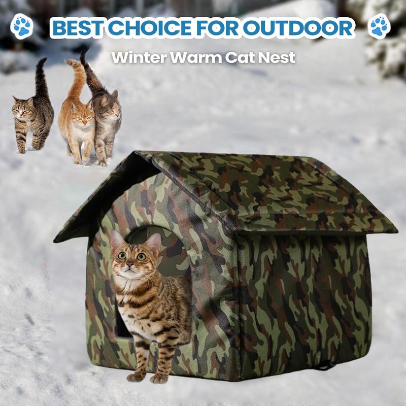 Outdoor Cat House Foldable Weatherproof Outdoor Oxford Cat Shelter Non Slip Bed Tent Hideaway Windproof Condos for Sleeping