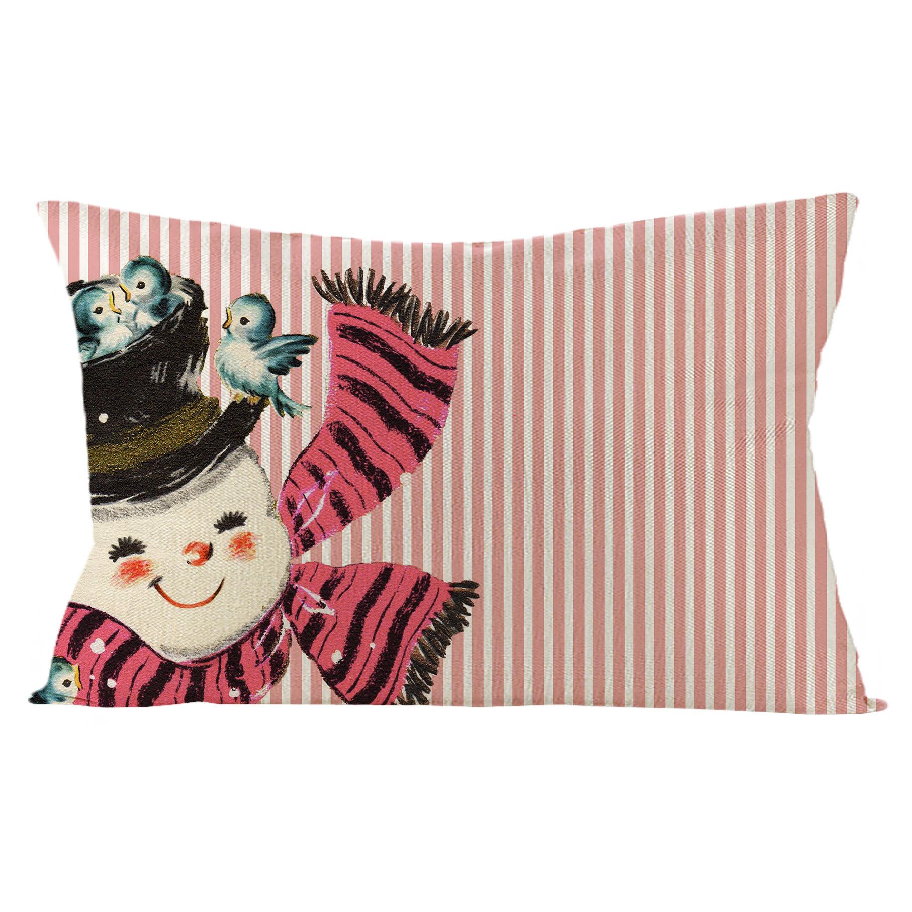 

Christmas Pillow Case Pink Christmas Linen Cushion Living Room Sofa Home Office Cushion 30 * 50cm without pillow core