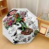 Gaston Lagaffe Winddichter Automatischer 8-Rippen Faltbarer Regenschirm Tragbarer Outdoor Sonnenschirm