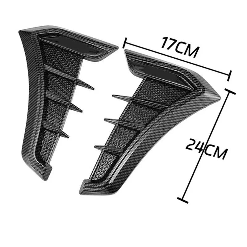 Car styling exterior accessories 1 pair universal black carbon car fender side vents air intake hole grille sticker cover