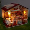 DIY Wooden Miniature Model Kit Convenience Stores Casa 3D Puzzle Doll Houses With Furniture Lights for Friends Birthday Gifts