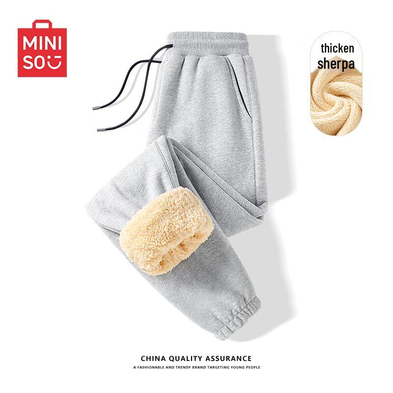 Miniso Men's Winter Lamb Fleece Lined Joggers