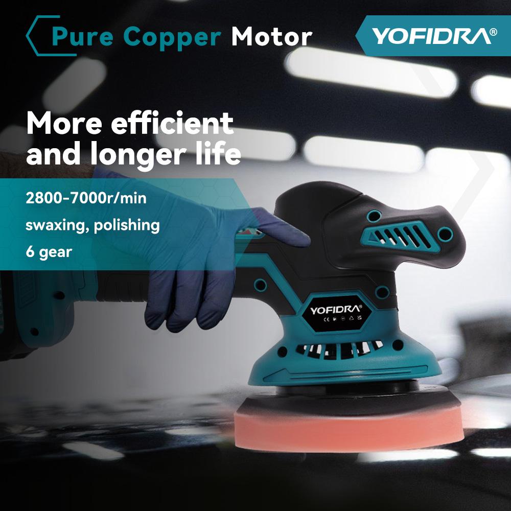 YOFIDRA 6 Gears Car Polisher 7000rpm Electric Polish Automobile  Polishing Sealing Glaze Machine Rotary Tool For 21V 18V Battery