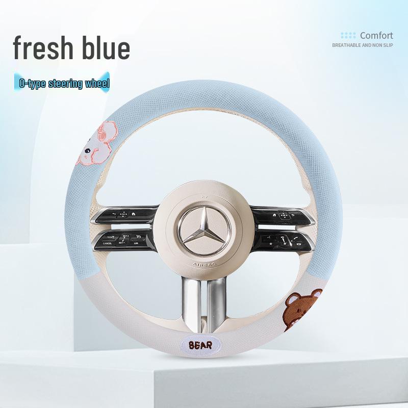 Classic Linen Steering Wheel Cover, Universal 38CM, All-Season Use