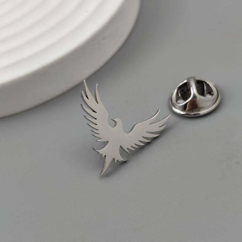 Flat Cutting Phoenix Brooch Jewelry Suit Shirt Cufflinks Stainless Steel Accessories 18K