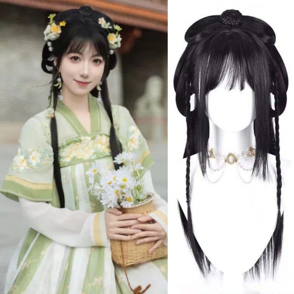 Heat-resistant Chinese Ancient Style Wigs Synthetic Cosplay Hanfu Modelling Wig for Women