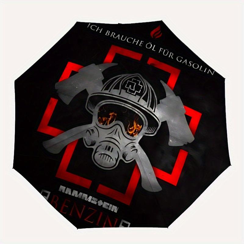 

1pc RAMMSTEIN Automatic Folding Umbrella, Portable Collapsible Design, 8-Rib Iron Frame, , All-Season Casual Outdoor Accessory yy0901075