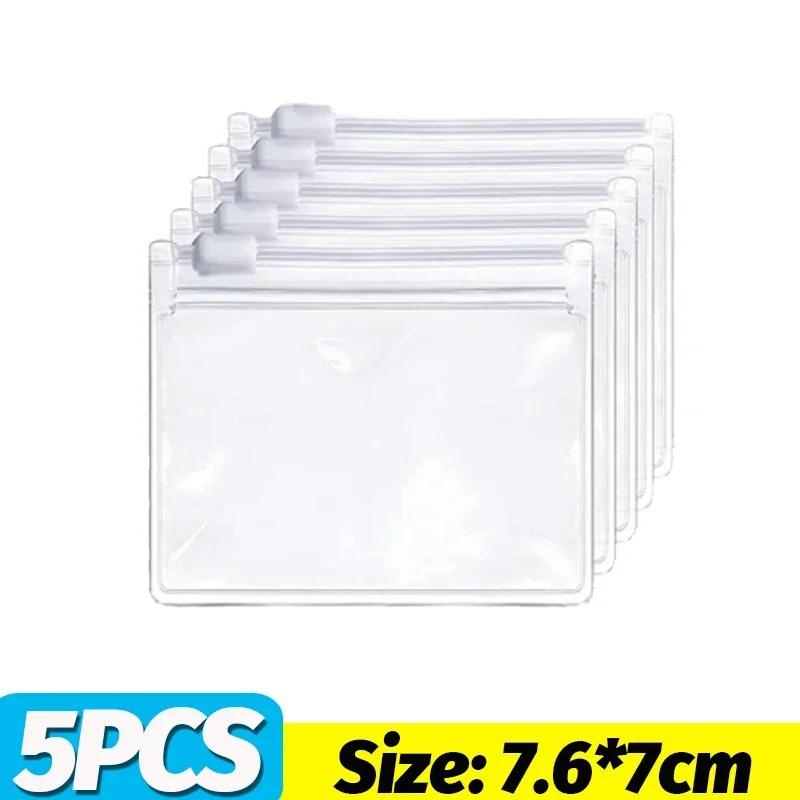 5/50PCS Mini Pill Dispenser Bags Protable Travel Jewel Pouch with Sliding Zipper Self-sealing Waterproof Storage Organization