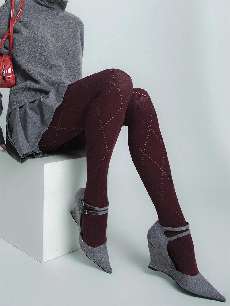 Leggings Donna Vita Alta Gamba Sottile Autunno Inverno Collant Caldi Super Elastici Y2k Collant Svuotati Calze Monocolore Sexy per Donne