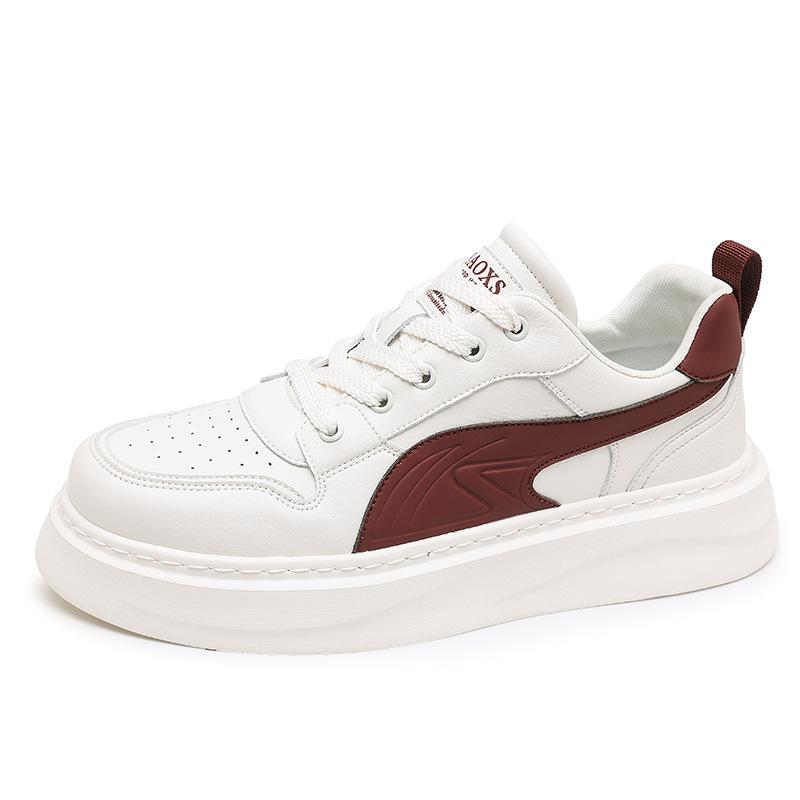 2025 new men's shoes super leather tide brand high sense white shoes student adult height increase platform sports board shoes