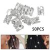 50 Pieces Dreadlocks Beads Hair Braiding Rings Clips Alloy Beard 6mm Hole Cuffs