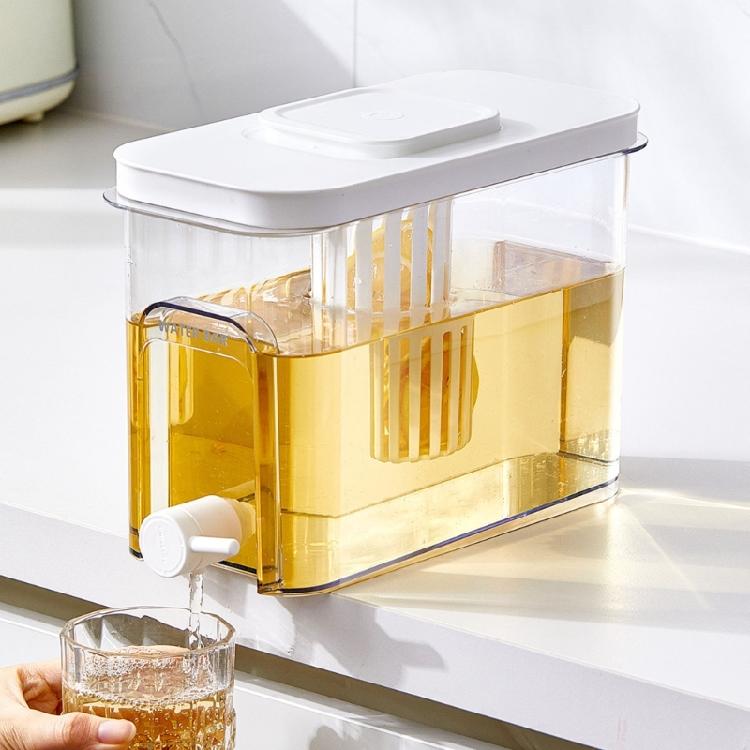 Distributeur de Boissons en Plastique Transparent 4L avec Robinet Ergonomique Parfait pour Café Glacé Eau Citronnée Stockage Réfrigéré