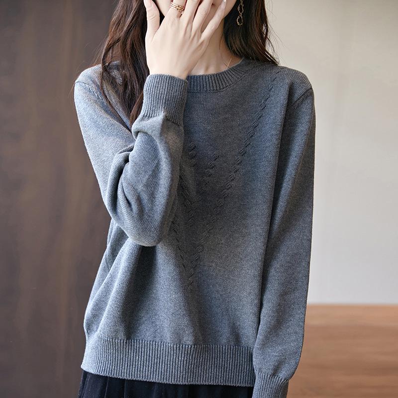 Thickened Round Neck Jacquard Sweater: New Spring & Autumn Collection
