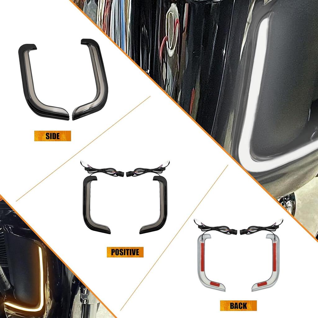 Motorcycle LED Lower Fairing Accent Lights Turn Signal Light Running Light Fit for Harley Touring Electra Glide Street Glide Road Glide Tri Glide
