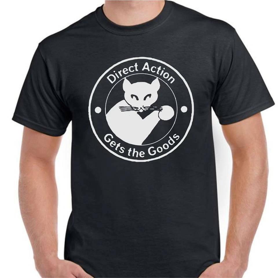 

IWW Industrial workers of the world Union t shirt Anarchy cat Direct Action! S