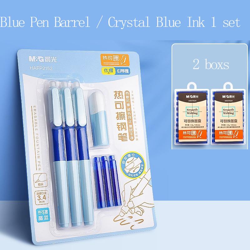 M&G Erasable Fountain Pen Set, Student Practice Fountain Pen, Includes Ink Capsule, Benchmarker, School Stationery
