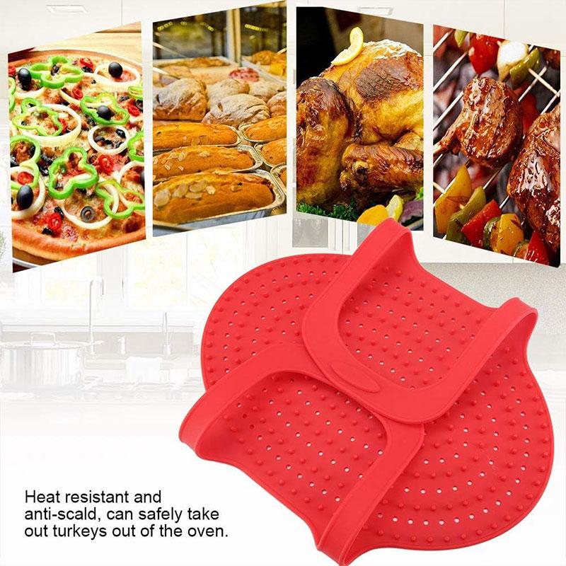 Non Stick Chicken Turkey Meat Lifter Mat Oven Baking Pan Food Grade Silicone Reusable Bread Pizza Baking Mat Meat Cooking Mat