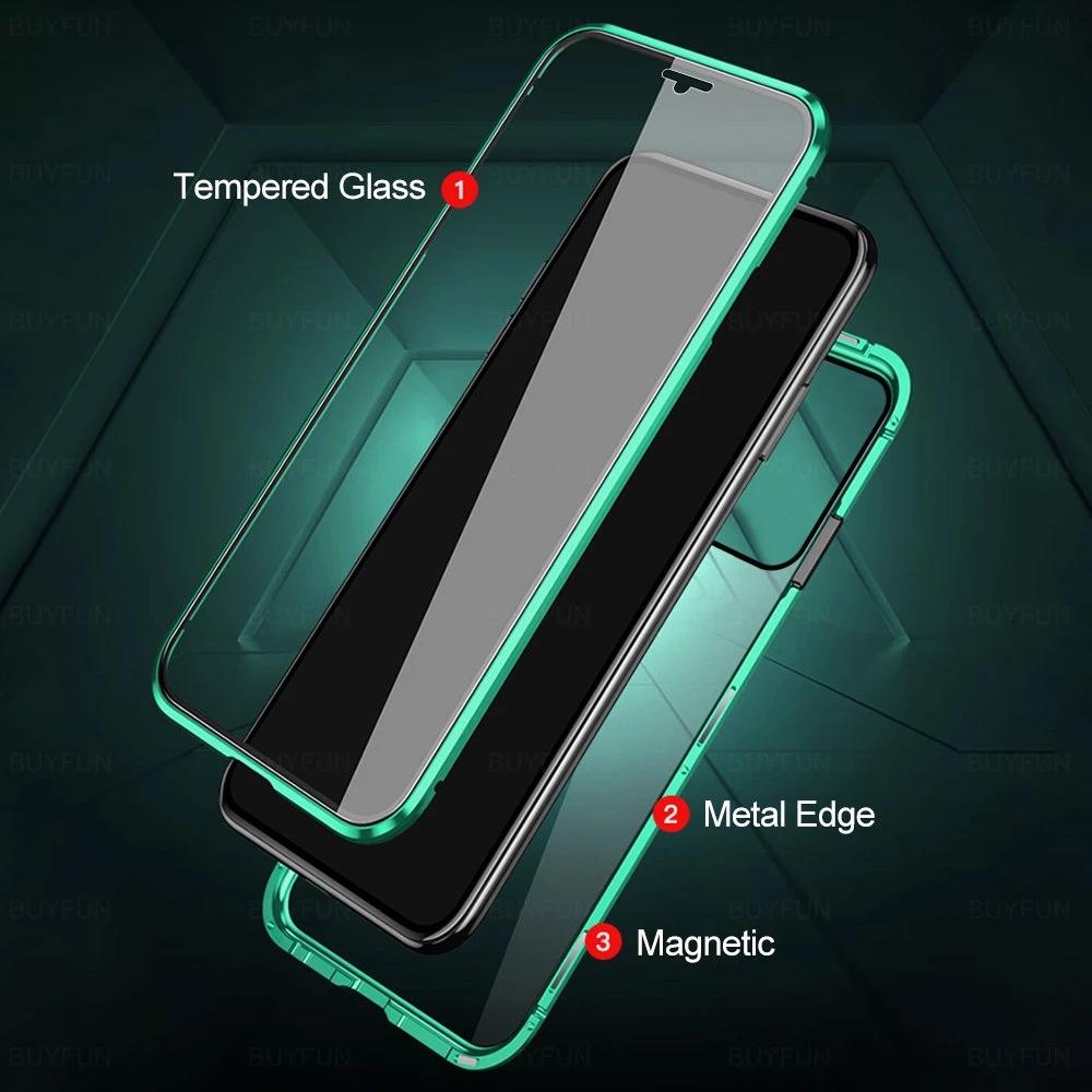 Suitable for Samsung S21 S21FE S22 Plus Metal Frame Double-sided Glass High Definition Shell Protective Case Wan Magnetic King