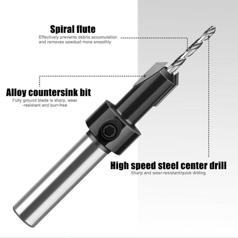 Woodworking Countersink Drill Bit Alloy Hole Cutter Drill Wood Screws Mount Drill Bit Woodworking Tools 8mm 10mm Shank