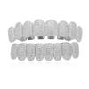 Grillz Denti in Zirconia Iced Out Micro Pavé Zirconia Cubica Superiore e Inferiore Due Denti Grillz Superiore per Uomo Gioielli Rapper