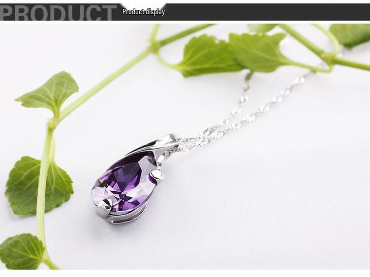 Zhenrong Imitation Brazilian Amethyst Teardrop Angel's Tear White Copper Pendant