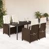 Vidaxl 5-Cz. Garden Furniture Set With Cushions, Brown, Poly Rattan
