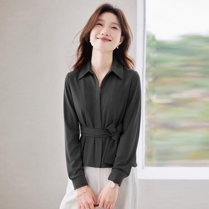 Women's Professional Zippered Thickened Slim-Fit Shirt