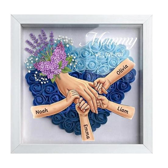 

Personalized Mommy I Love You Flower Shadow Box Custom Names Holding Hands Frame Gifts for Mom Grandma from Daughter or Son on Mother s Day S F белый