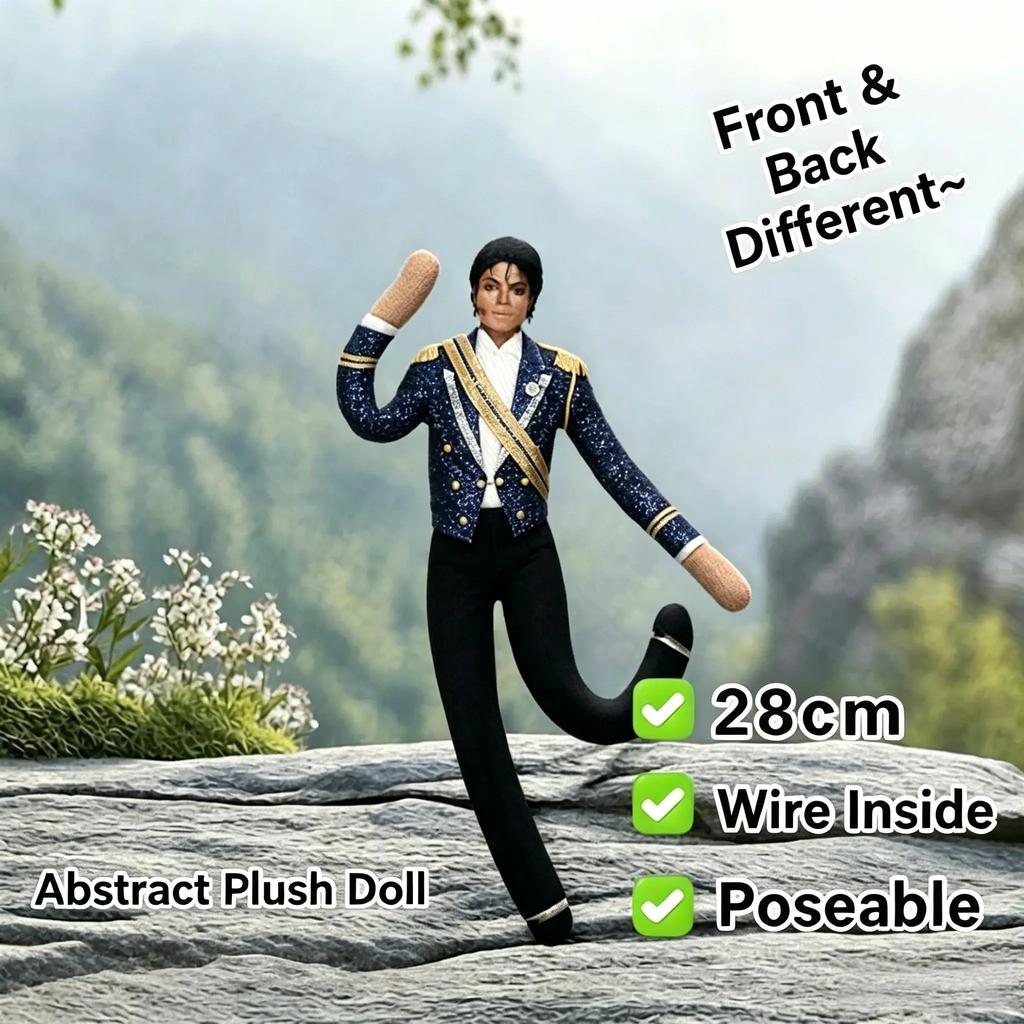 2026 New Abstract Michael Jackson Plush Doll Dried Rat Design Wire Frame Posable Funny Movable Joints Christmas Gift Party Favor