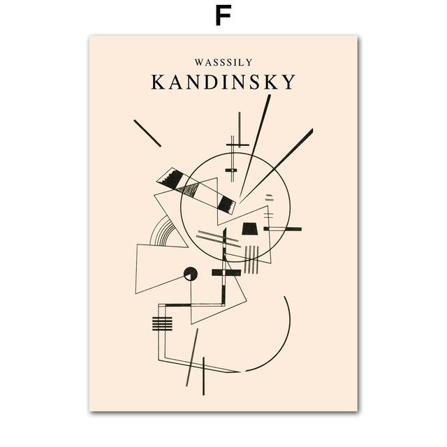 Geometry Lines Cat Works Posters and Prints Vintage Kandinsky Abstract Wall Art Picture Canvas Painting Living Room Home Decor