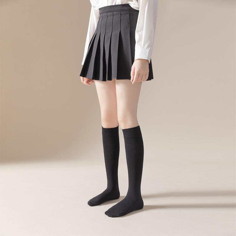 Women's Black Cotton Over-the-Knee Slimming Socks - Mid-Tube, Spring & Autumn Style JK Calf Socks