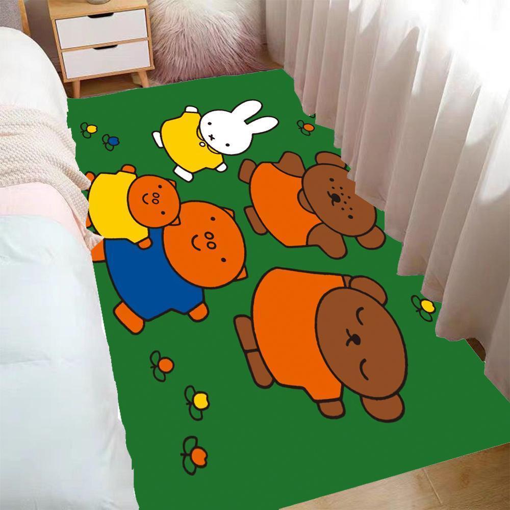 Kawaii Miffy Rabbit Carpet Bedside Blanket Foot Mat Cute Cartoon Bay Window Mat Coffee Table Blanket Anti-slip Floor Mat