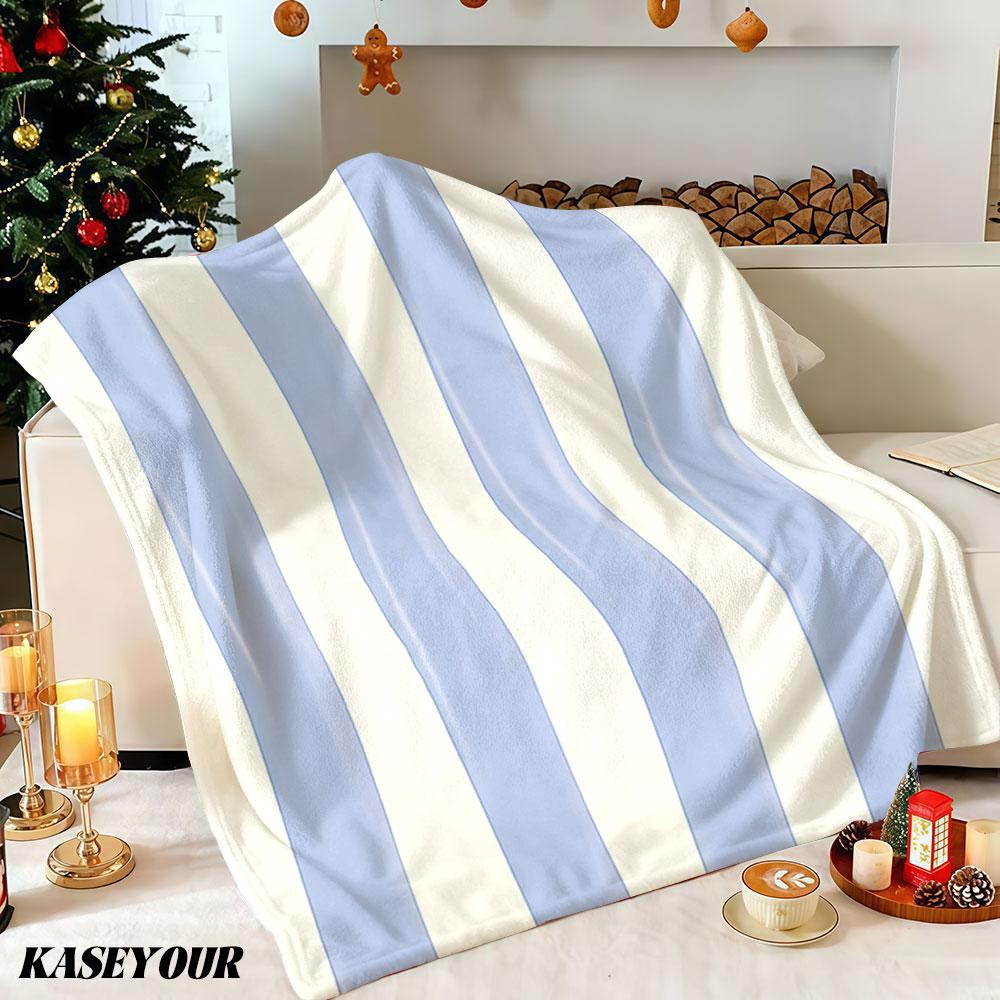 Sky Blue Ribbons Winter Summer Flannel Blanket Throw Fleece Soft Fuzzy Plush Cozy Fleece Blankets For Sofa Ideal Gifts