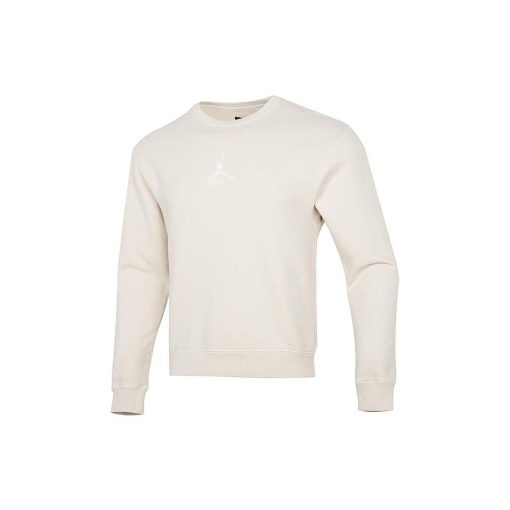 Air Jordan Heritage Fleece Crew Sweatshirt With Embroidered Logo Men Sweatshirt Beige DO2308-104