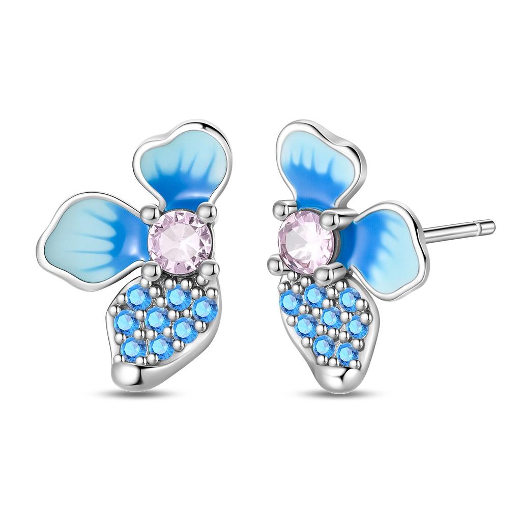 925 Silber Sexy Hängende Ohrringe Schmetterling Schleife Herz Blume Muschel Perle Edelstein Bling Set für Damen Ohrstecker Geschenk Feiner Schmuck