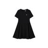 Logo Solid Color Sports Casual Slim Fit A-Line Short Sleeve Dress Women Dresses Black F11W227308FBK