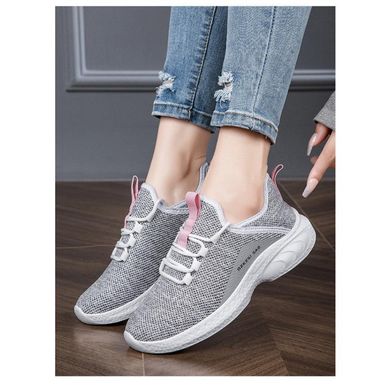 Spring New Travel Shoes Running Shoes Women's Flying Woven Breathable Sports Fitness Lightweight Casual Shoes