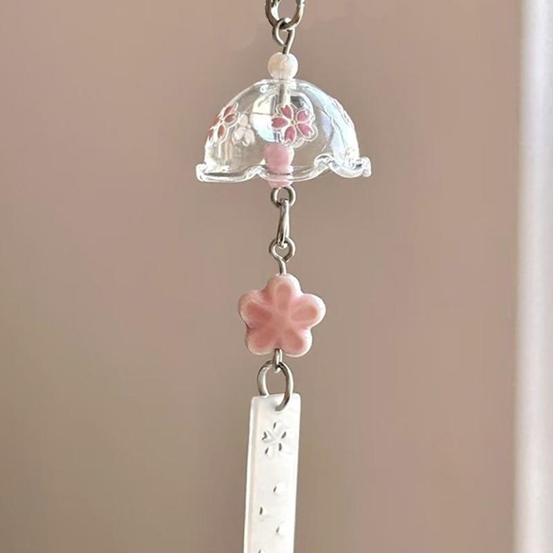 Transparent Keychain Cute Wind Chime Pendant Keyring Mobile Phone Lanyard Kawaii Bag Decorative Accessories Home Decorations